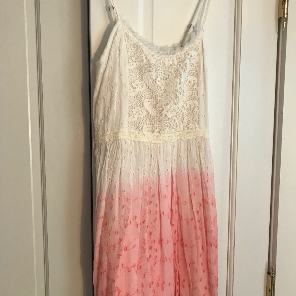 A&F Pink Dip Dye/Ombre Eyelet Mini Summer Dress